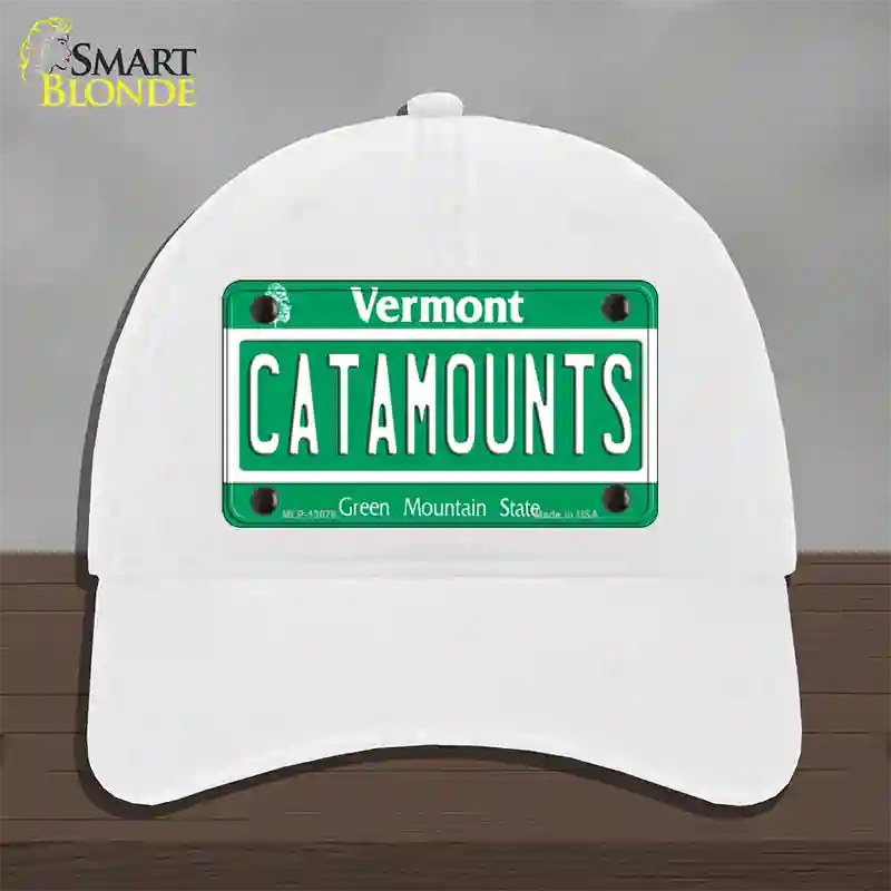 Catamounts Novelty License Plate Hat Unconstructed Cotton / White