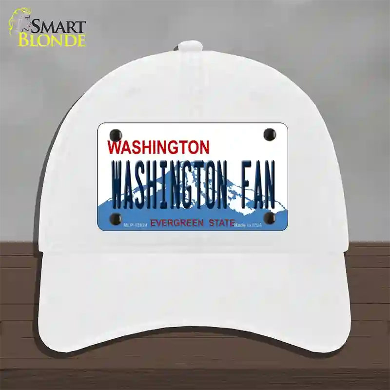 Washington Fan Novelty License Plate Hat Unconstructed Cotton / White