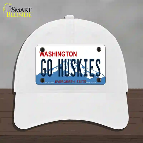 Go Huskies Novelty License Plate Hat Unconstructed Cotton / White