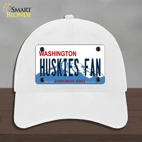 Huskies Fan Washington Novelty License Plate Hat Unconstructed Cotton / White