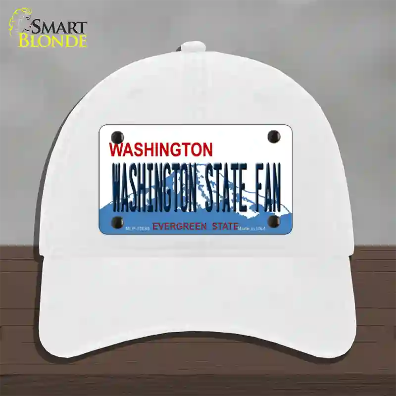 Washington State Fan Novelty License Plate Hat Unconstructed Cotton / White