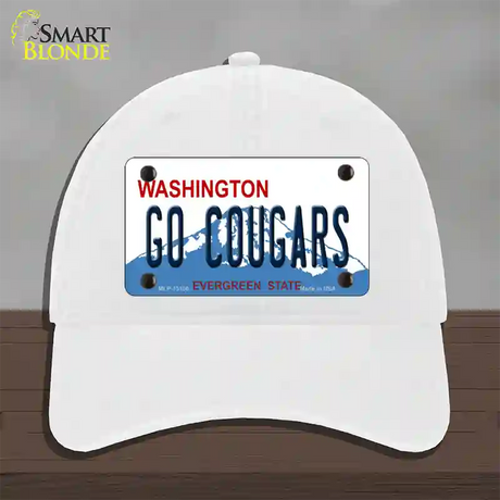 Go Cougars Washington Novelty License Plate Hat Unconstructed Cotton / White