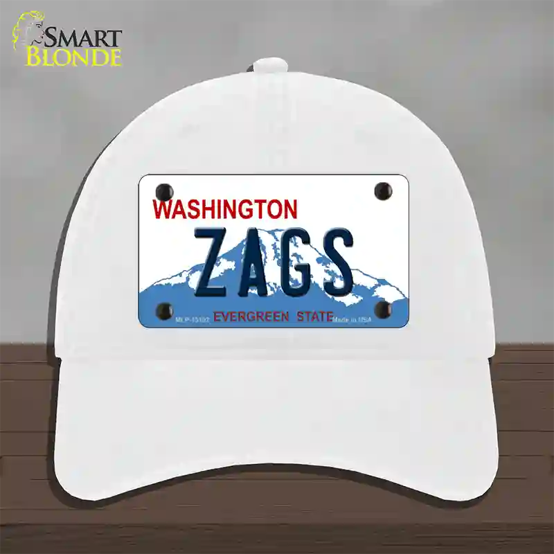 Zags Novelty License Plate Hat Unconstructed Cotton / White