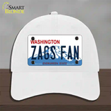 Zags Fan Novelty License Plate Hat Unconstructed Cotton / White