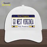 Go West Virginia Novelty License Plate Hat Unconstructed Cotton / White