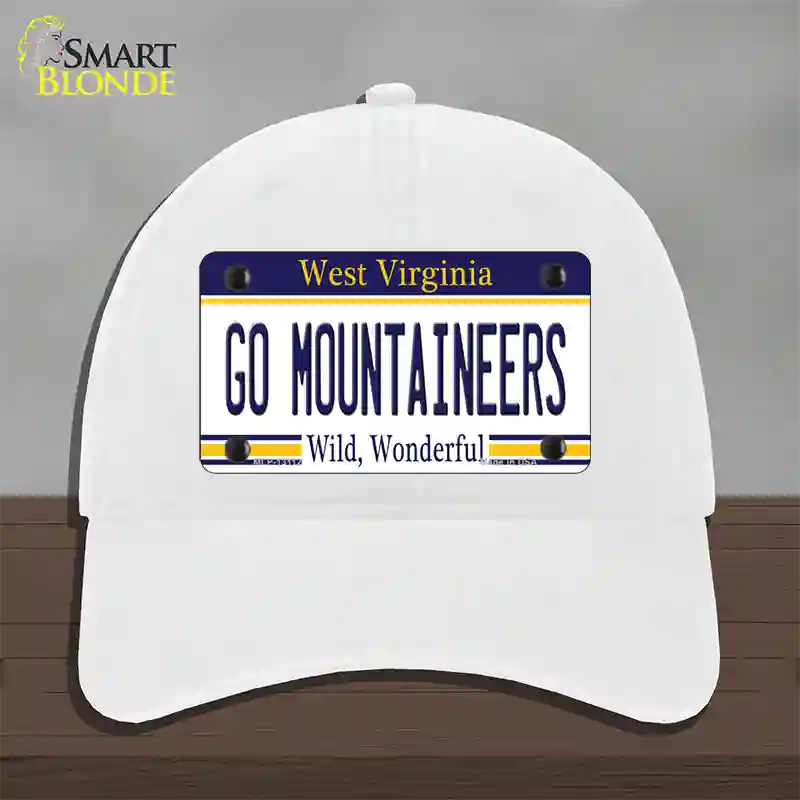 Go Mountaineers Novelty License Plate Hat Unconstructed Cotton / White