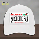 Marquette Fan Novelty License Plate Hat Unconstructed Cotton / White