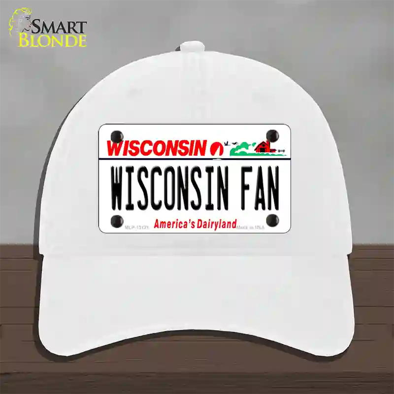 Wisconsin Fan Novelty License Plate Hat Unconstructed Cotton / White