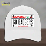 Go Badgers Novelty License Plate Hat Unconstructed Cotton / White