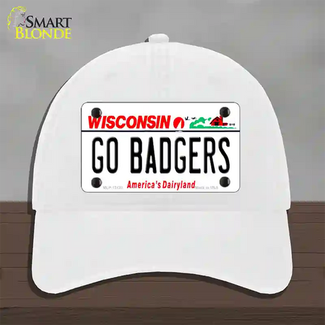 Go Badgers Novelty License Plate Hat Unconstructed Cotton / White