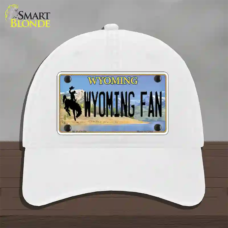 Wyoming Fan Novelty License Plate Hat Unconstructed Cotton / White