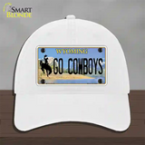 Go Cowboys Wyoming Novelty License Plate Hat Unconstructed Cotton / White