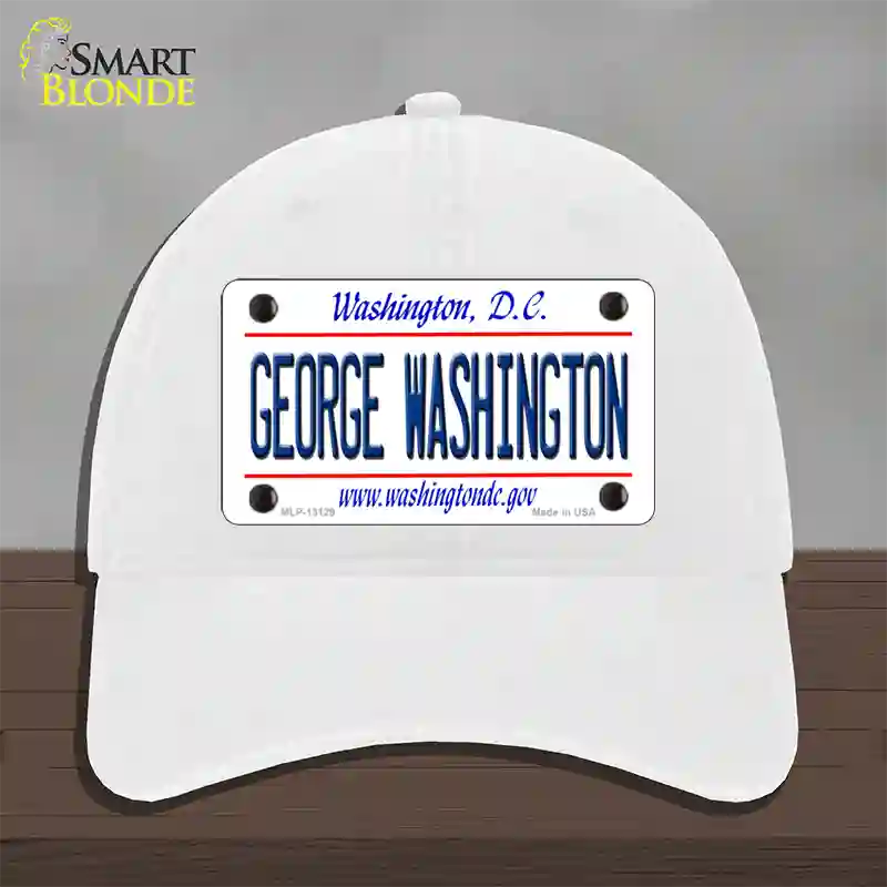 George Washington Novelty License Plate Hat Unconstructed Cotton / White