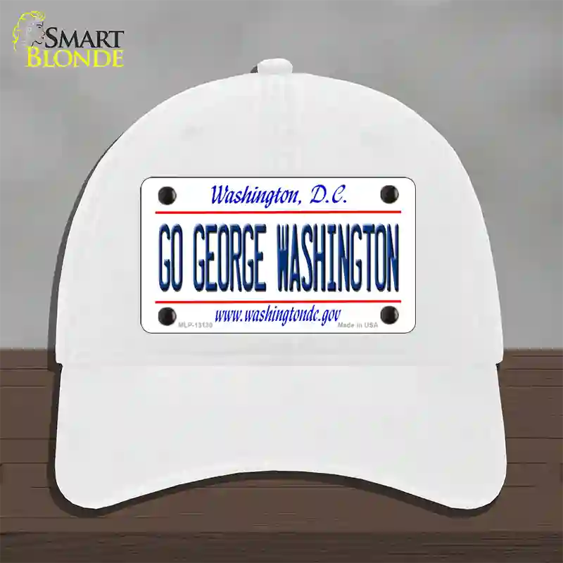 Go George Washington Novelty License Plate Hat Unconstructed Cotton / White