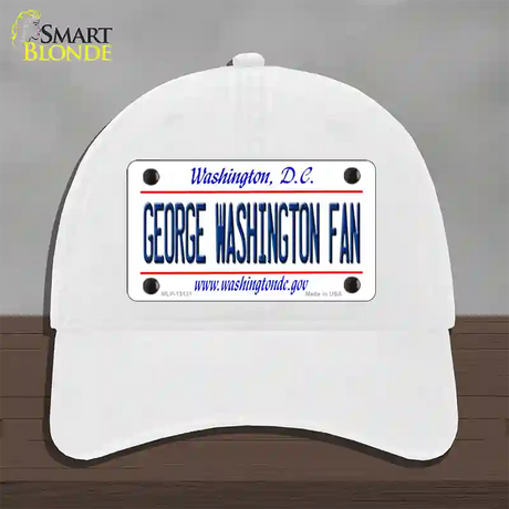 George Washington Fan Novelty License Plate Hat Unconstructed Cotton / White