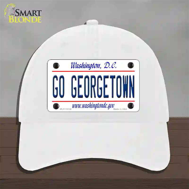 Go Georgetown Novelty License Plate Hat Unconstructed Cotton / White