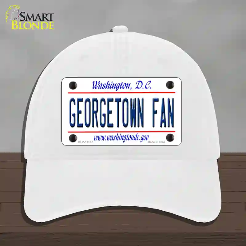 Georgetown Fan Novelty License Plate Hat Unconstructed Cotton / White