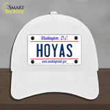 Hoyas Novelty License Plate Hat Unconstructed Cotton / White