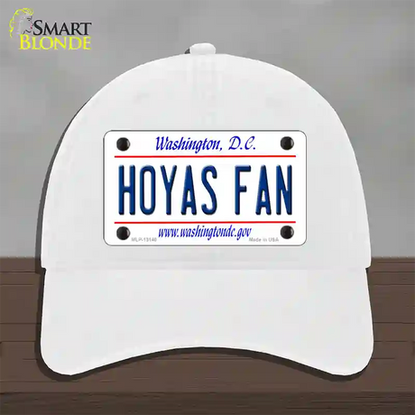 Hoyas Fan Novelty License Plate Hat Unconstructed Cotton / White