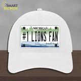 Number 1 Lions Fan Novelty License Plate Hat Tag Unconstructed Cotton / White