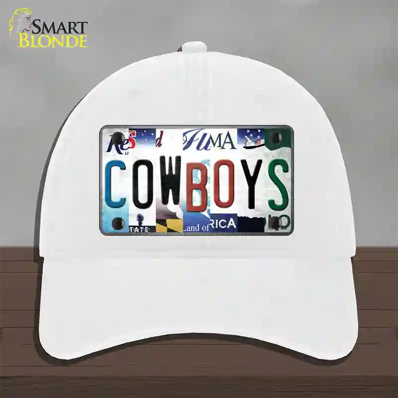 Cowboys Strip Art Novelty License Plate Hat Tag Unconstructed Cotton / White