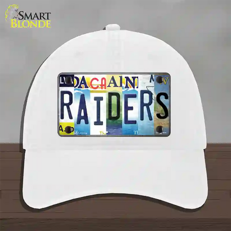 Raiders Strip Art Novelty License Plate Hat Tag Unconstructed Cotton / White