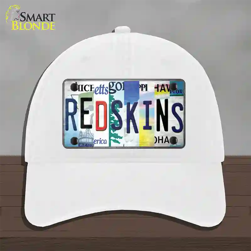 Redskins Strip Art Novelty License Plate Hat Tag Unconstructed Cotton / White