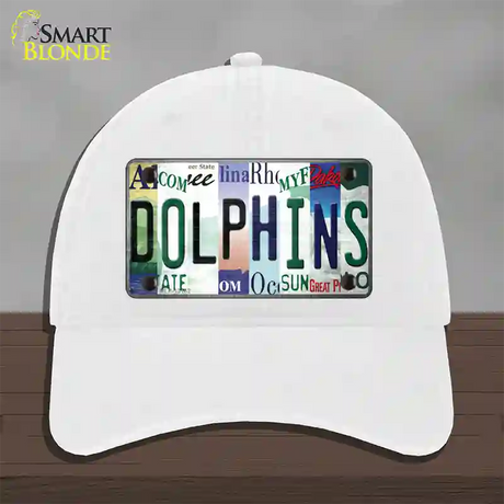 Dolphins Strip Art Novelty License Plate Hat Tag Unconstructed Cotton / White