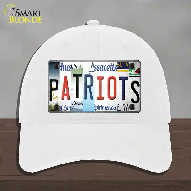 Patriots Strip Art Novelty License Plate Hat Tag Unconstructed Cotton / White