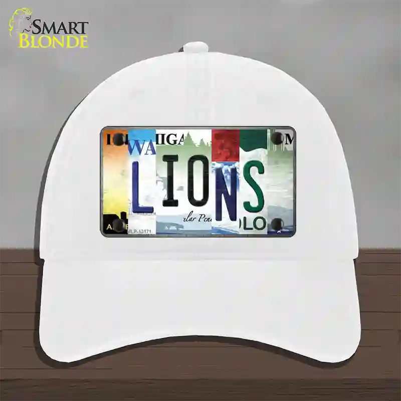 Lions Strip Art Novelty License Plate Hat Tag Unconstructed Cotton / White