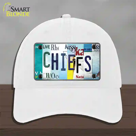 Chiefs Strip Art Novelty License Plate Hat Tag Unconstructed Cotton / White