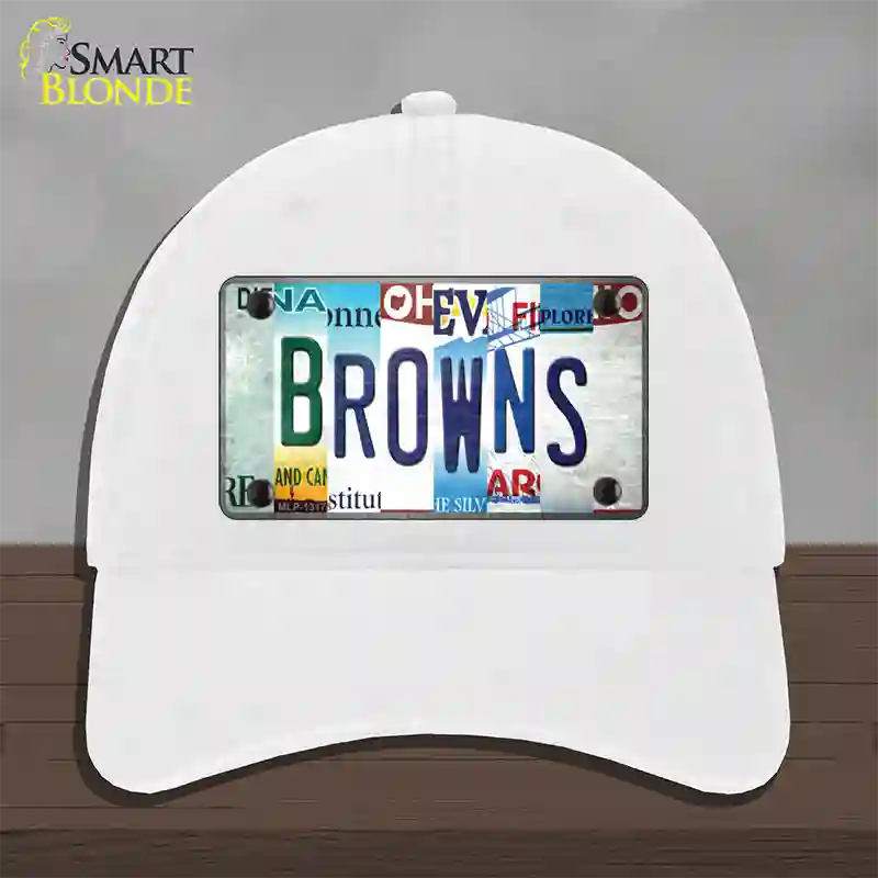 Browns Strip Art Novelty License Plate Hat Tag Unconstructed Cotton / White