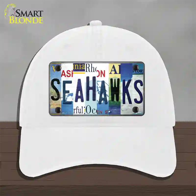 Seahawks Strip Art Novelty License Plate Hat Tag Unconstructed Cotton / White