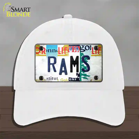 Rams Strip Art Novelty License Plate Hat Tag Unconstructed Cotton / White