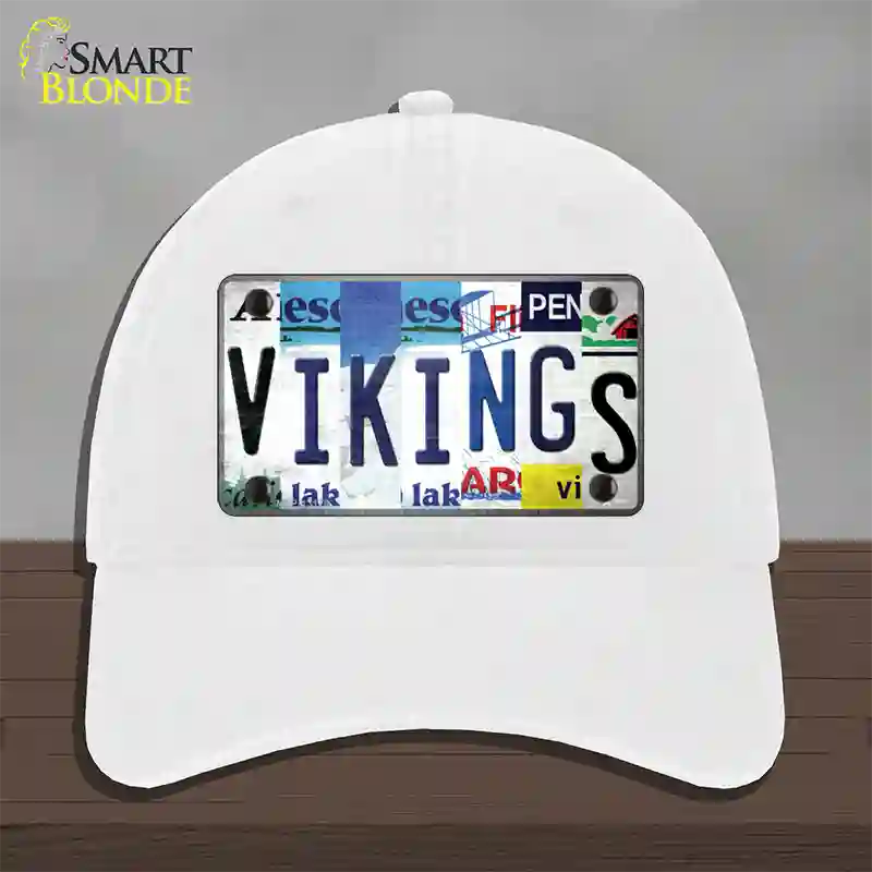 Vikings Strip Art Novelty License Plate Hat Tag Unconstructed Cotton / White