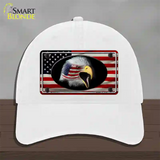 American Flag Eagle Novelty License Plate Hat Unconstructed Cotton / White