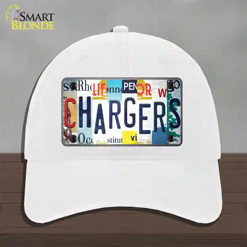 Chargers Strip Art Novelty License Plate Hat Tag Unconstructed Cotton / White