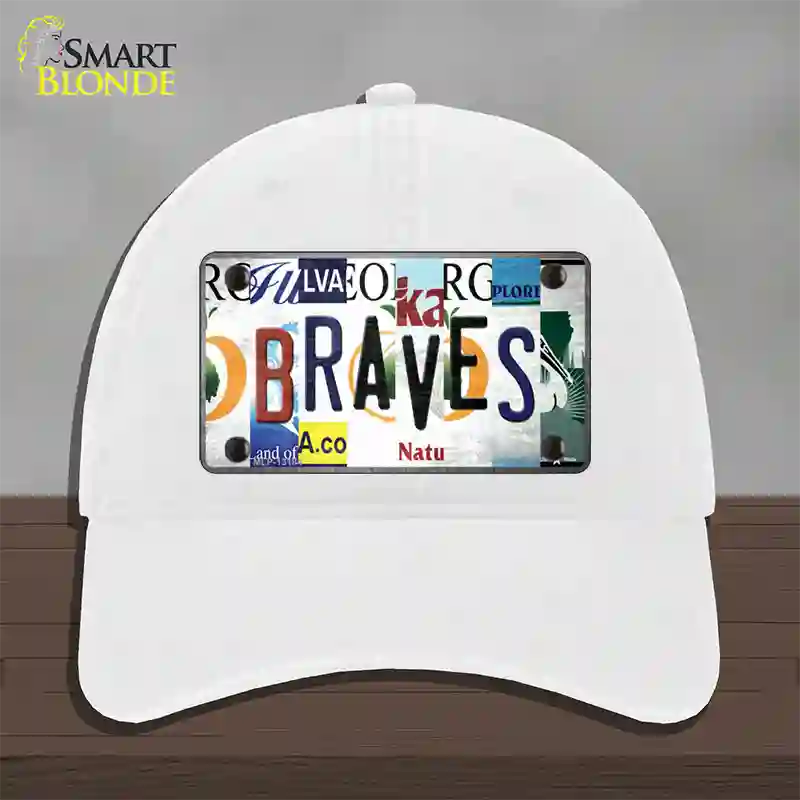 Braves Strip Art Novelty License Plate Hat Tag Unconstructed Cotton / White