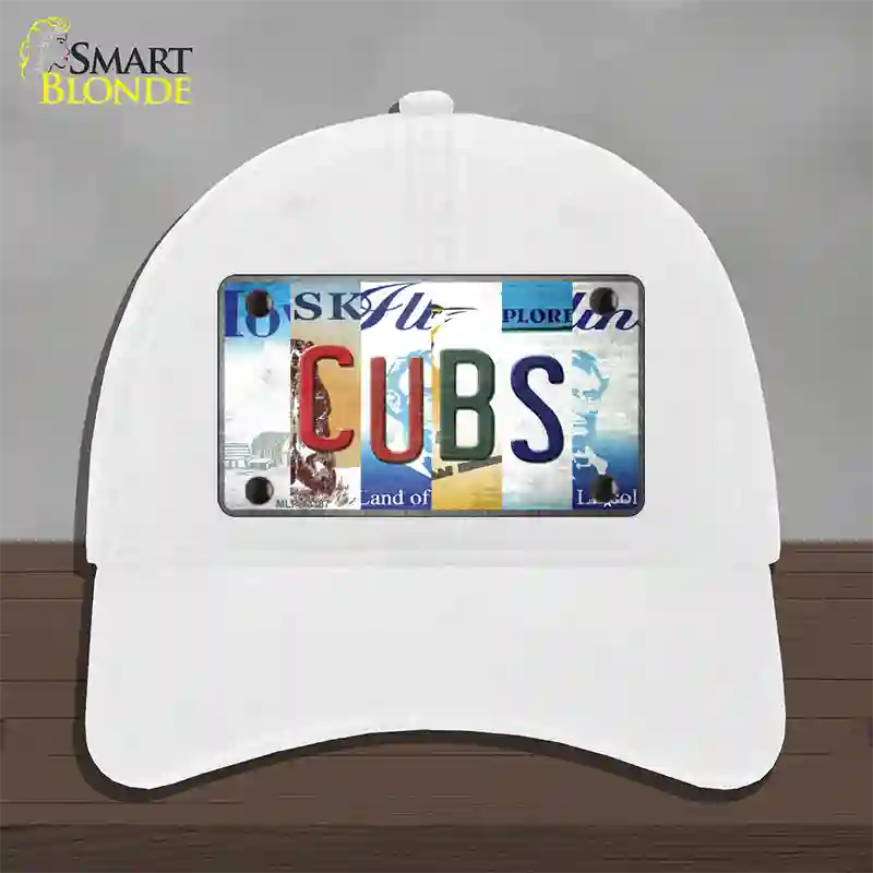 Cubs Strip Art Novelty License Plate Hat Tag Unconstructed Cotton / White