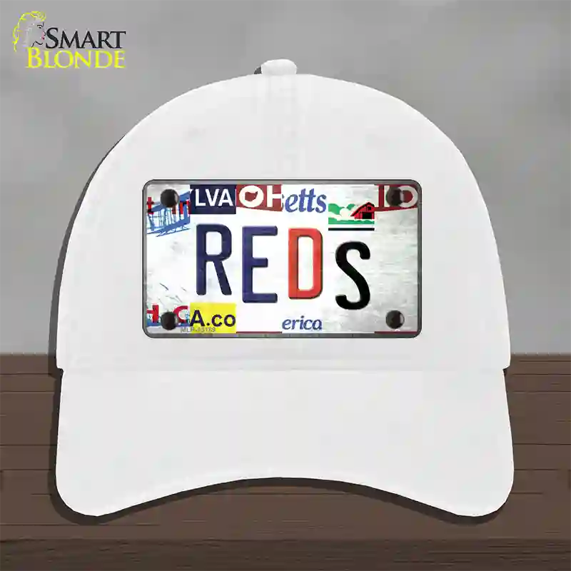 Reds Strip Art Novelty License Plate Hat Tag Unconstructed Cotton / White