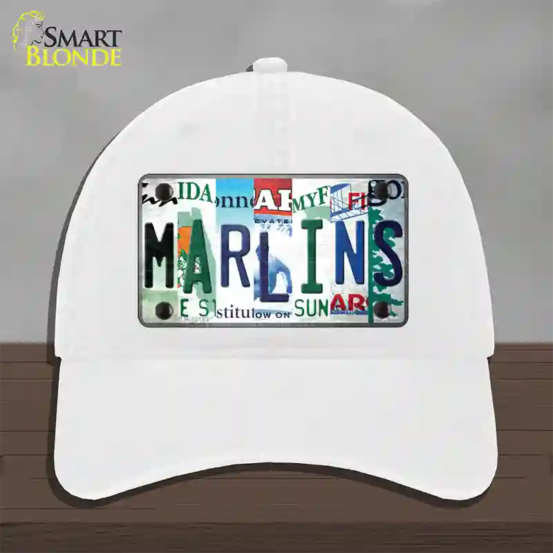 Marlins Strip Art Novelty License Plate Hat Tag Unconstructed Cotton / White