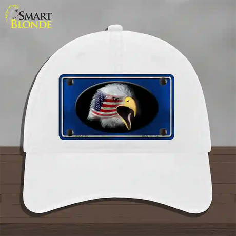 American Flag Eagle Blue Novelty License Plate Hat Unconstructed Cotton / White