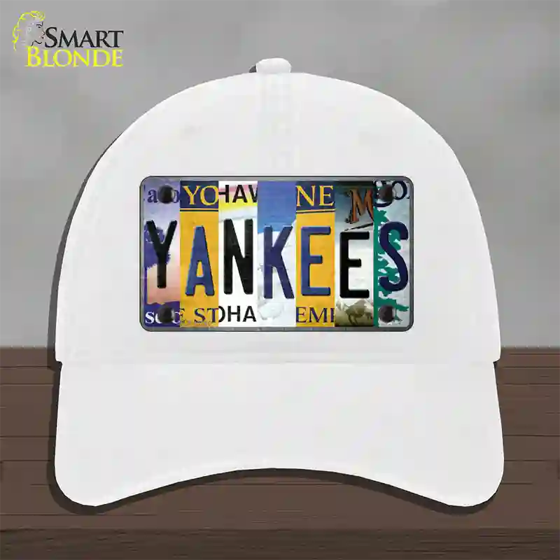 Yankees Strip Art Novelty License Plate Hat Tag Unconstructed Cotton / White