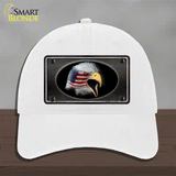 American Flag Eagle Black Novelty License Plate Hat Unconstructed Cotton / White