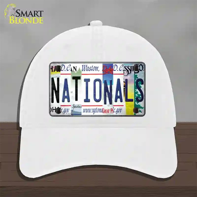 Nationals Strip Art Novelty License Plate Hat Tag Unconstructed Cotton / White