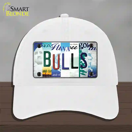 Bulls Strip Art Novelty License Plate Hat Tag Unconstructed Cotton / White