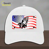 American Flag Praying Hands Novelty License Plate Hat Unconstructed Cotton / White