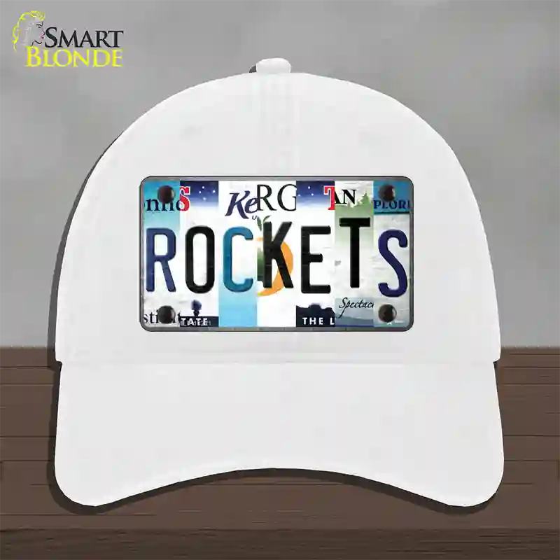 Rockets Strip Art Novelty License Plate Hat Tag Unconstructed Cotton / White