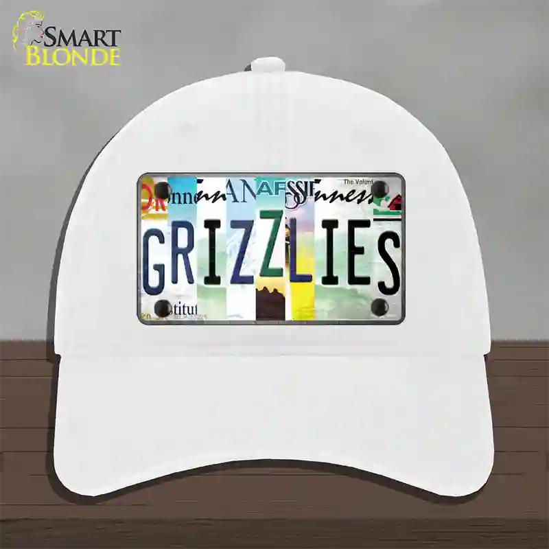 Grizzlies Strip Art Novelty License Plate Hat Tag Unconstructed Cotton / White