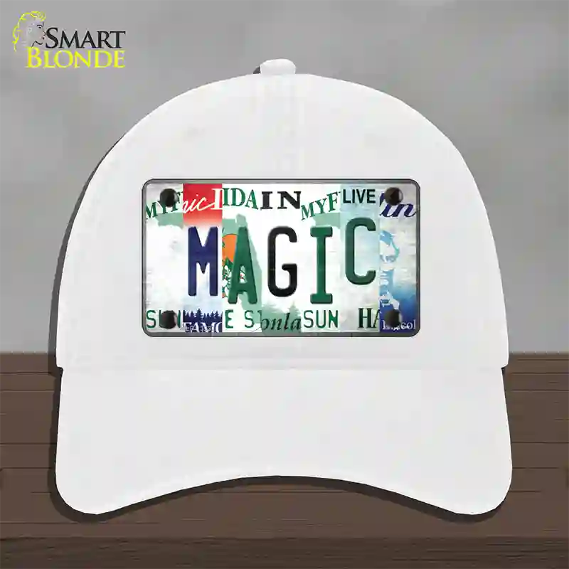 Magic Strip Art Novelty License Plate Hat Tag Unconstructed Cotton / White